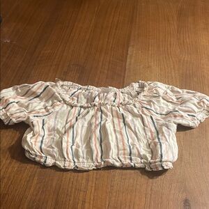 Wonder Nation Striped Crop Top - White, Red, Blue